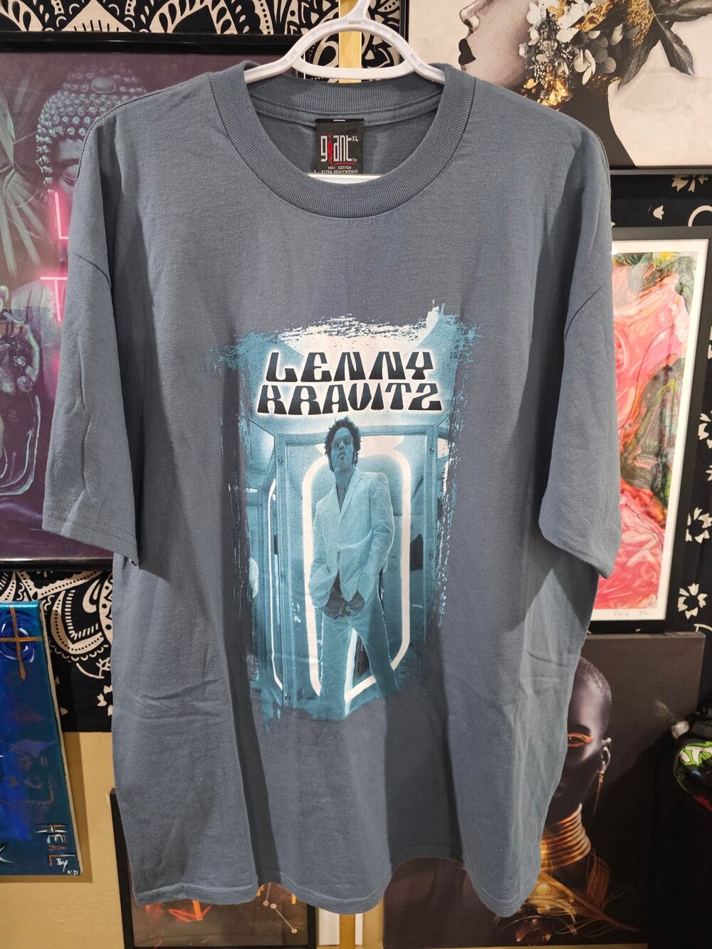 Rare Vintage 1999 Lenny Kravitz T-Shirt Blue Size Licensed Band Tee XL